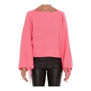 MSGM Drawstring Sleeve Ribbed  Sweater Hot Pink XS